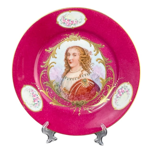 Antique Limoges Portrait Plate from Lefort & Co, 1890s For Sale