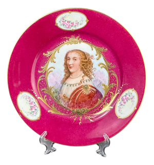 Antique Limoges Portrait Plate from Lefort & Co, 1890s