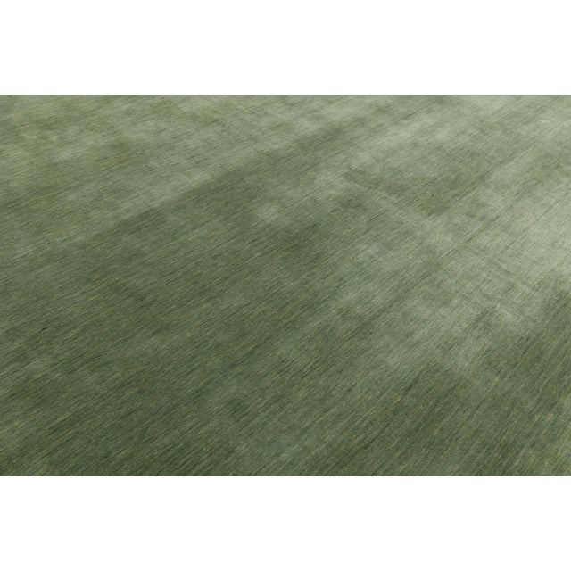 Apadana's Modern Gabbeh Hand-Loom Wool Area Rug in Green 12x15 For Sale In New York - Image 6 of 11