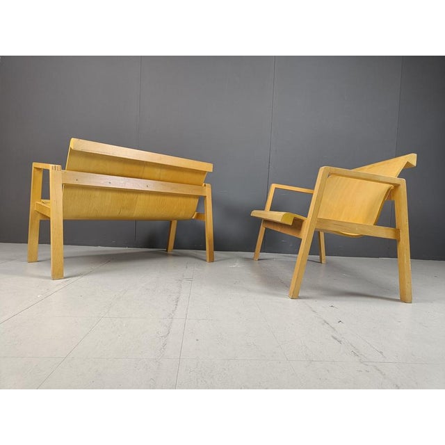 Mid-Century Plywood Benches by Alvar Aalto, 1960, Set of 2 For Sale - Image 11 of 13