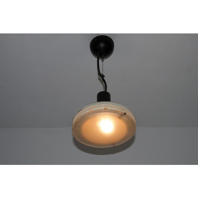 Black Italian White Pendant Lamp, 1970s For Sale - Image 8 of 10