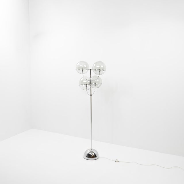 Vico Magistretti Lyndon Floor Lamp for Oluce, Chrome and Glass Vico Magistretti was a leading figure of Italian mid...