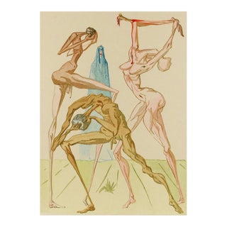 1960s Salvador Dali Woodcut Hell 26 Inhabitants of Prato For Sale
