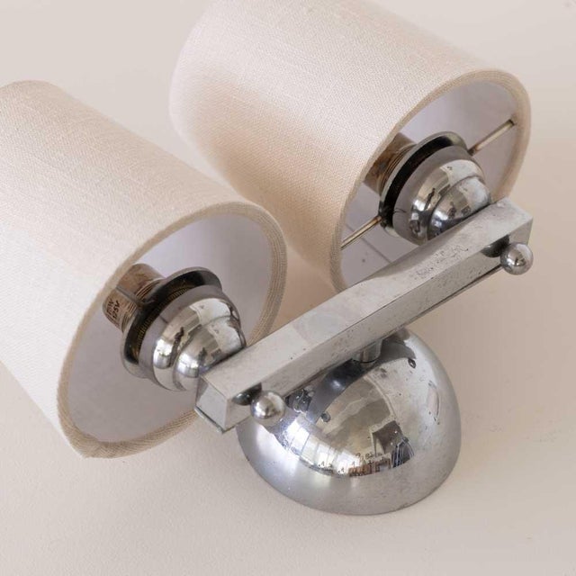 Metal Pair of 1930s French Art Deco Chrome Sconces For Sale - Image 7 of 10