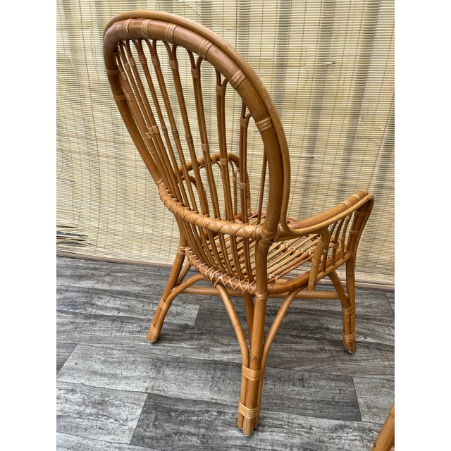 A Pair of Rattan Fan Back Lounge Chairs in the Franco Albini's Style. Circa 1980s For Sale - Image 10 of 18