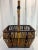 Vintage Boho Chic Burnt Bamboo and Split Reed Basket For Sale - Image 4 of 8