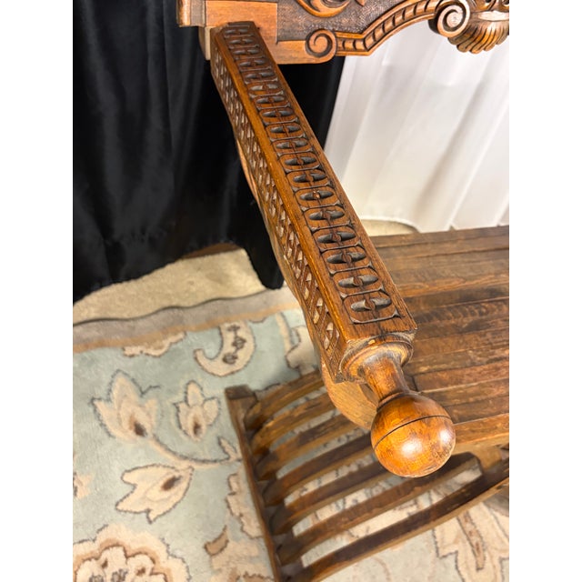 Early 20th Century Early 20th Century The Venetian Court: Carved Renaissance-Style Savonarola Throne X-Chair For Sale - Image 5 of 12