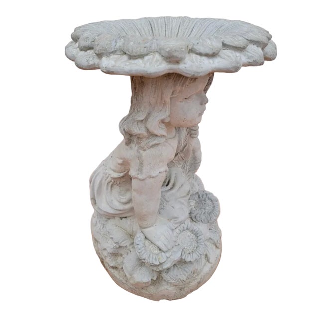 Vintage Figural Birdbath With Child & Sunflower For Sale - Image 4 of 7