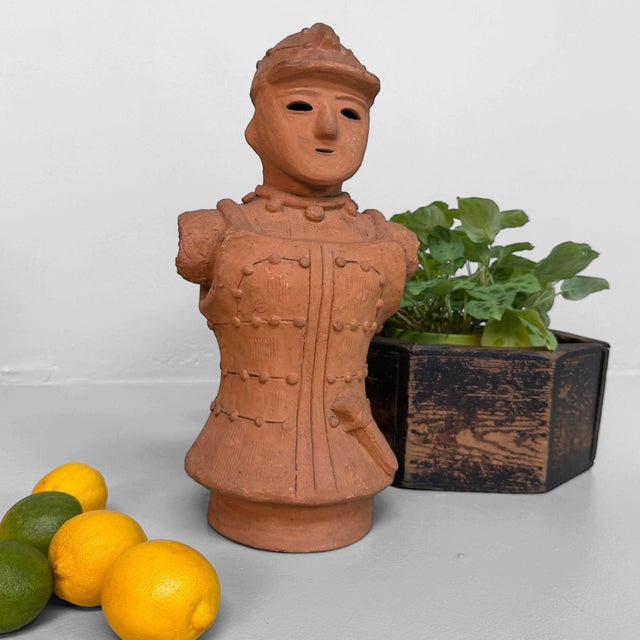 Japanese Terracotta Haniwa Warrior in Tankō Armour, 1950 For Sale - Image 6 of 13