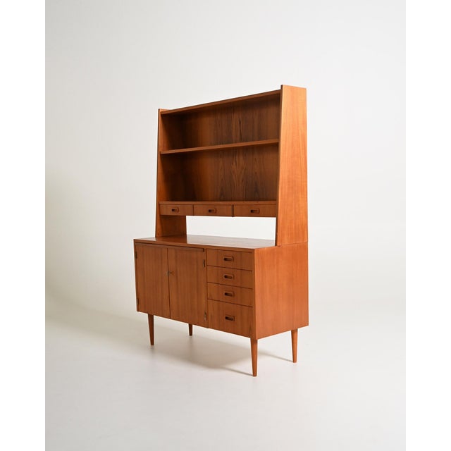 Vintage Scandinavian Teak Bookcase with Writing Desk, 1960s For Sale - Image 6 of 11