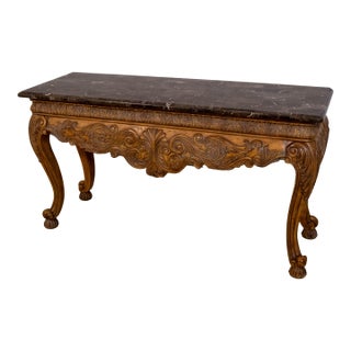 Ethan Allen Continental Style Marble Top Console Hall Table For Sale