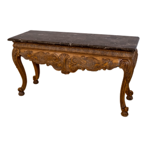 Ethan Allen Continental Style Marble Top Console Hall Table
