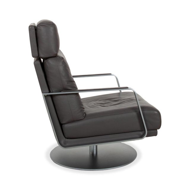 Set of Armchair and Ottoman in Black Leather from Rolf Benz For Sale - Image 16 of 18