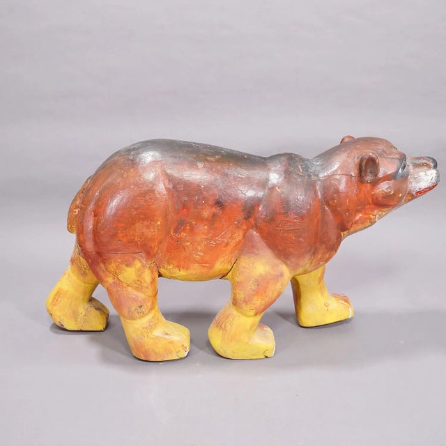 Wood Rare Antique Children Carousel Bear, Germany Early 20th Century For Sale - Image 7 of 8