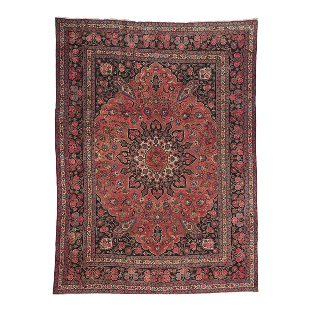 Vintage Persian Mashhad Rug, 09'10 X 13'04 For Sale