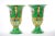 Pair of antique early 20th century Paris porcelain vases with scrolling handles, extensive gilding and oval cartouches...