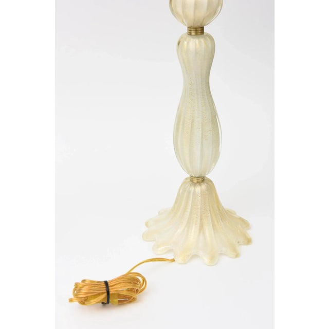 Vintage 1940's Murano Rare Barovier E Toso Glass Tiered Tables Lamps With Gold Aventurine and Brass Ring FittingsMCM For Sale - Image 10 of 11