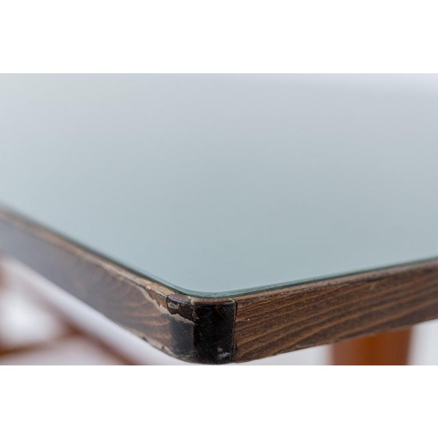 Italian Wooden Grey Glass Dining Table with Brass, 1950 For Sale - Image 13 of 16