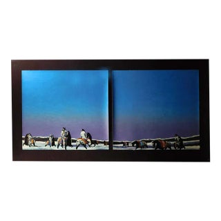 Earl Biss "Horse Thieves at Dusk”Blue Original Limited Edition Serigraph on Paper For Sale