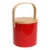 1980s Mid Century Modern Red Vinyl and Birch Insulated Ice Bucket by Georges Briard For Sale