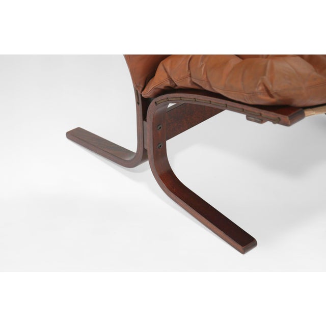 Westnofa Furniture Vintage Siesta High Back Lounge Chair by Ingmar Relling in Cognac Leather For Sale - Image 4 of 8