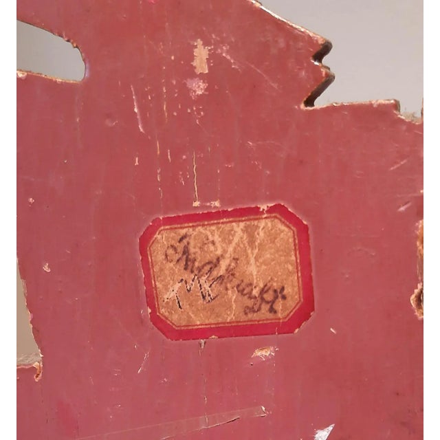 Yellow Dutch Girl Wooden Primitive Door Stop For Sale - Image 8 of 13