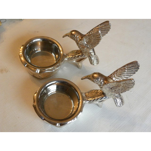 Mid 20th Century Arthur Court Style Metal Hummingbird Sauce Cups - A Pair For Sale - Image 4 of 4