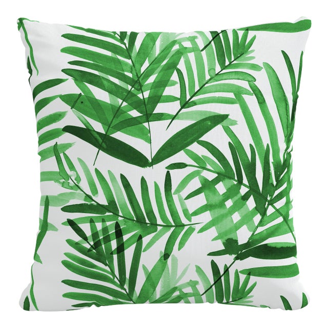18" Indoor/Outdoor Pillow Green Cali Palm For Sale