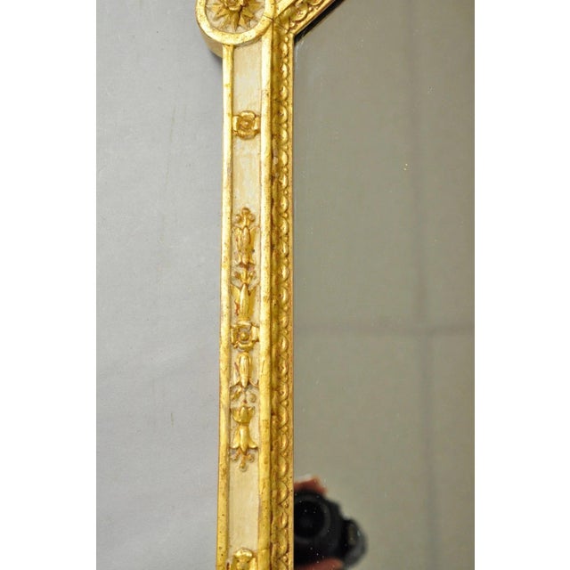 Vintage Italian Neoclassical Style Cream & Gold Gilt Carved Wood Wall Mirror For Sale - Image 9 of 16