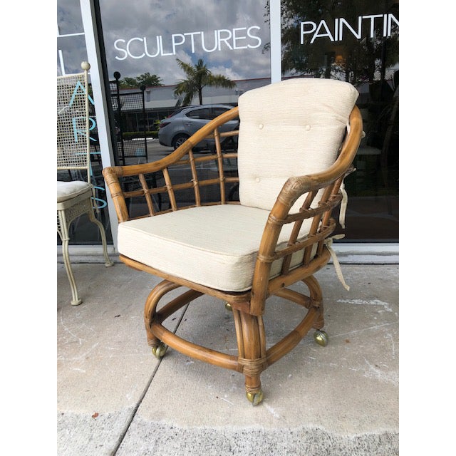 1970s Vintage Bamboo Swivel Chair Chairish