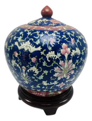 Vintage Chinoiserie Ginger Jar on Stand