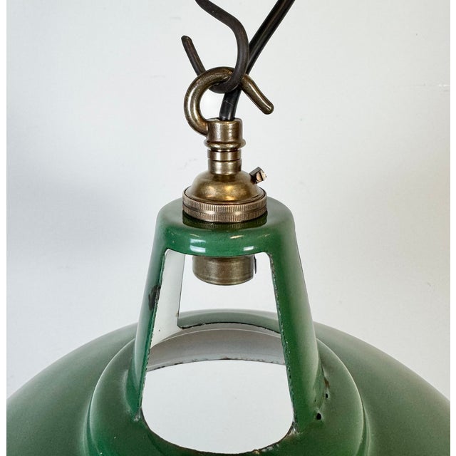 Industrial Green Enamel Factory Pendant Lamp, 1960s For Sale - Image 6 of 18