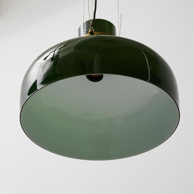 Antique French Green Glass Hanging Lamp For Sale - Image 6 of 15