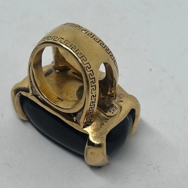 1990s 1990s Gianni Versace Black Agate Oversized Cocktail Ring For Sale - Image 5 of 9