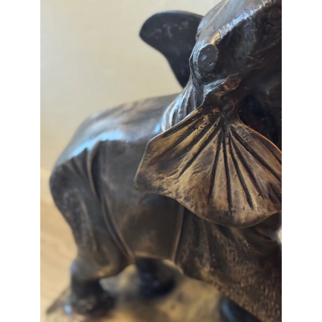 Bronze Vintage Mid-Century Solid Bronze Elephant Pedestal Tables – Pair For Sale - Image 8 of 13