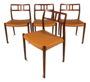 Set of Four (4) Danish Modern Møller Model 79 Side Chairs in Teak by Niels Otto Møller for j.l. Møller Mobelfabrik, Denmark, C. 1960's