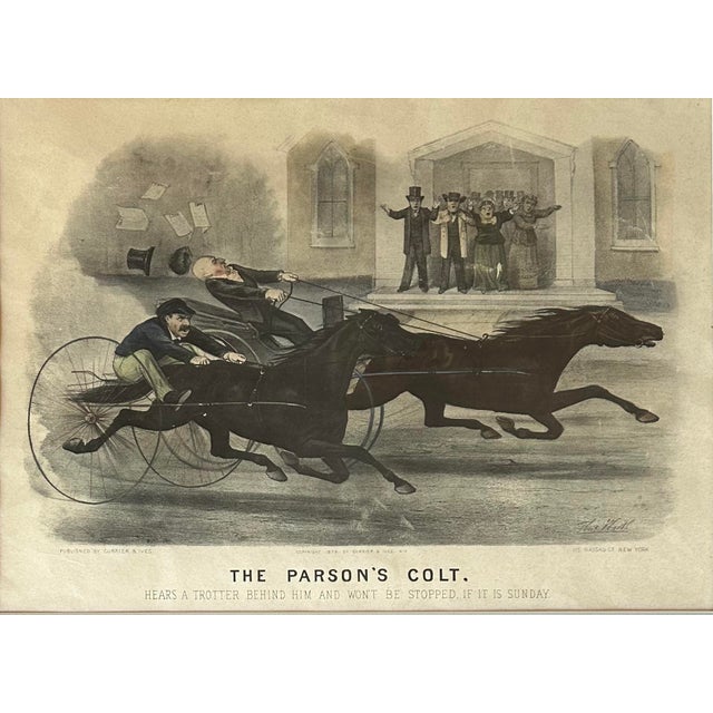 Late 19th Century Antique Currier & Ives Framed Print “ the Parsons Colt “ For Sale - Image 5 of 6