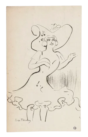 Model - Original Drawing in Pencil and Ink on Paper by Lise Fleuroy - 1900 1900