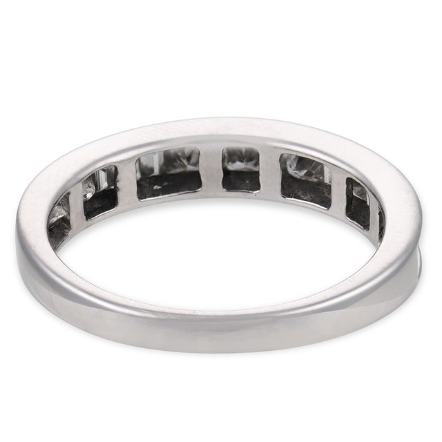 Vintage Diamond 14k White Gold Half Eternity Band, Size 8 For Sale In Los Angeles - Image 6 of 6