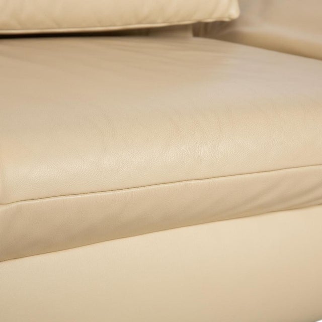 Cream Leather Velluti Two-Seater Sofa with Manual Function from Koinor For Sale - Image 5 of 14