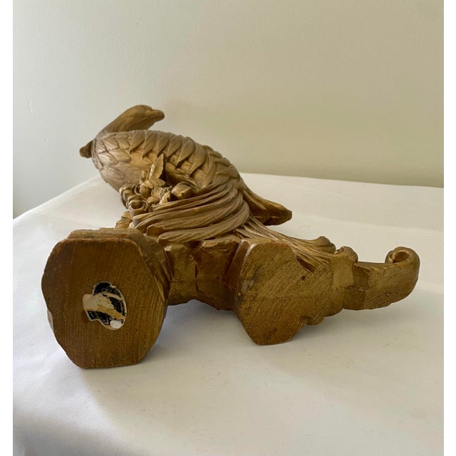 Gold 1950s Syroco Gold Hollywood Regency Peacock Statue For Sale - Image 8 of 8