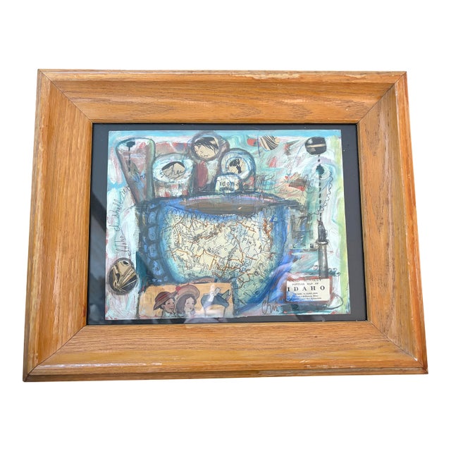 2009 Nola Artist Chris Lawson Original Outsider Art in Vintage Frame For Sale