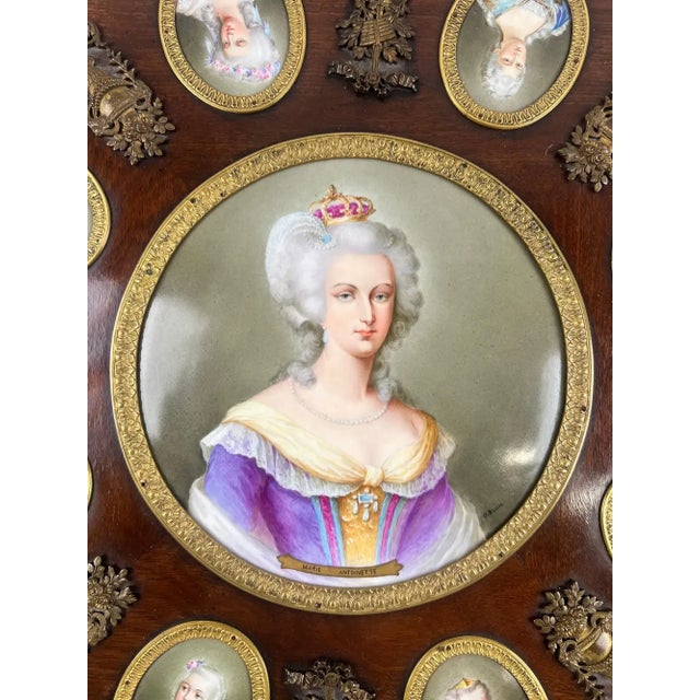 19th C French Louis XVI Mahogany & Bronze W Sèvres Style Portraits Salon Table For Sale - Image 4 of 18