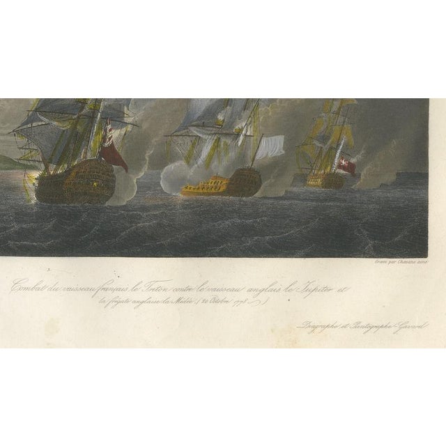 After Baron Théodore Gudin, French Triton Fighting HMS Jupiter and Medea, 1840, Engraving For Sale - Image 4 of 10