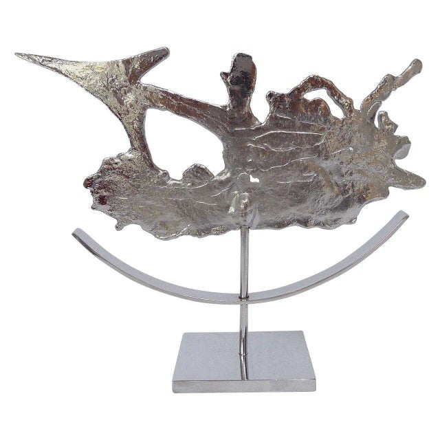Rare chrome-plated astrological sculpture in the zodiac sign of Sagittarius in the Brutalist style. The obscure French...