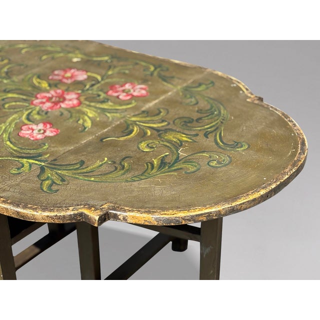 Vintage Italian Green Painted Drop-Leaf Table, 1920 For Sale - Image 9 of 12