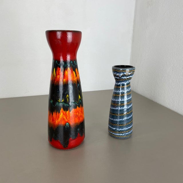 Pottery Fat Lava Vases from Scheurich, Germany, 1970s, Set of 2 For Sale - Image 4 of 18