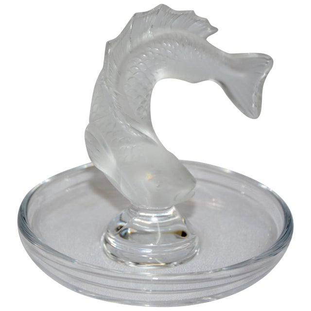 Lalique Clear and Satin Crystal Glass Koi Fish Ring Dish For Sale - Image 9 of 9
