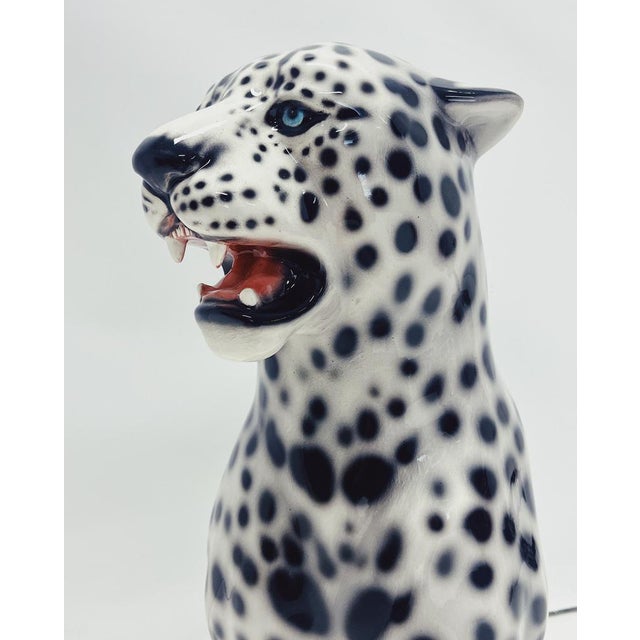 White Leopard Statue in Ceramic by Ceramic Boxer For Sale - Image 4 of 8