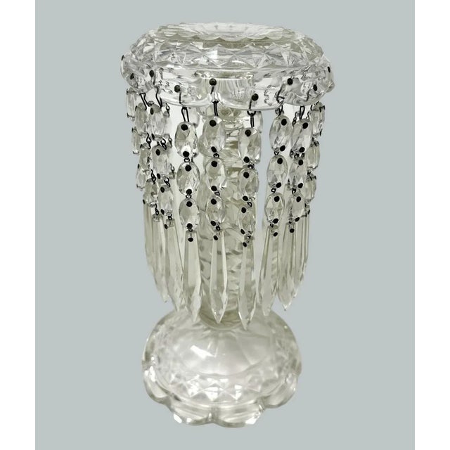 Silver Antique Pair Irish Waterford Crystal Hand Cut Full Lead Lustres Vases Ireland For Sale - Image 8 of 11